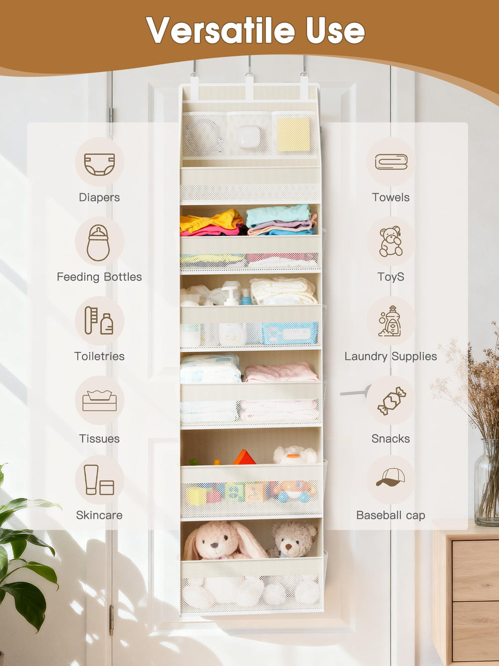 Criusia organizer folds flat for easy space saving storage.