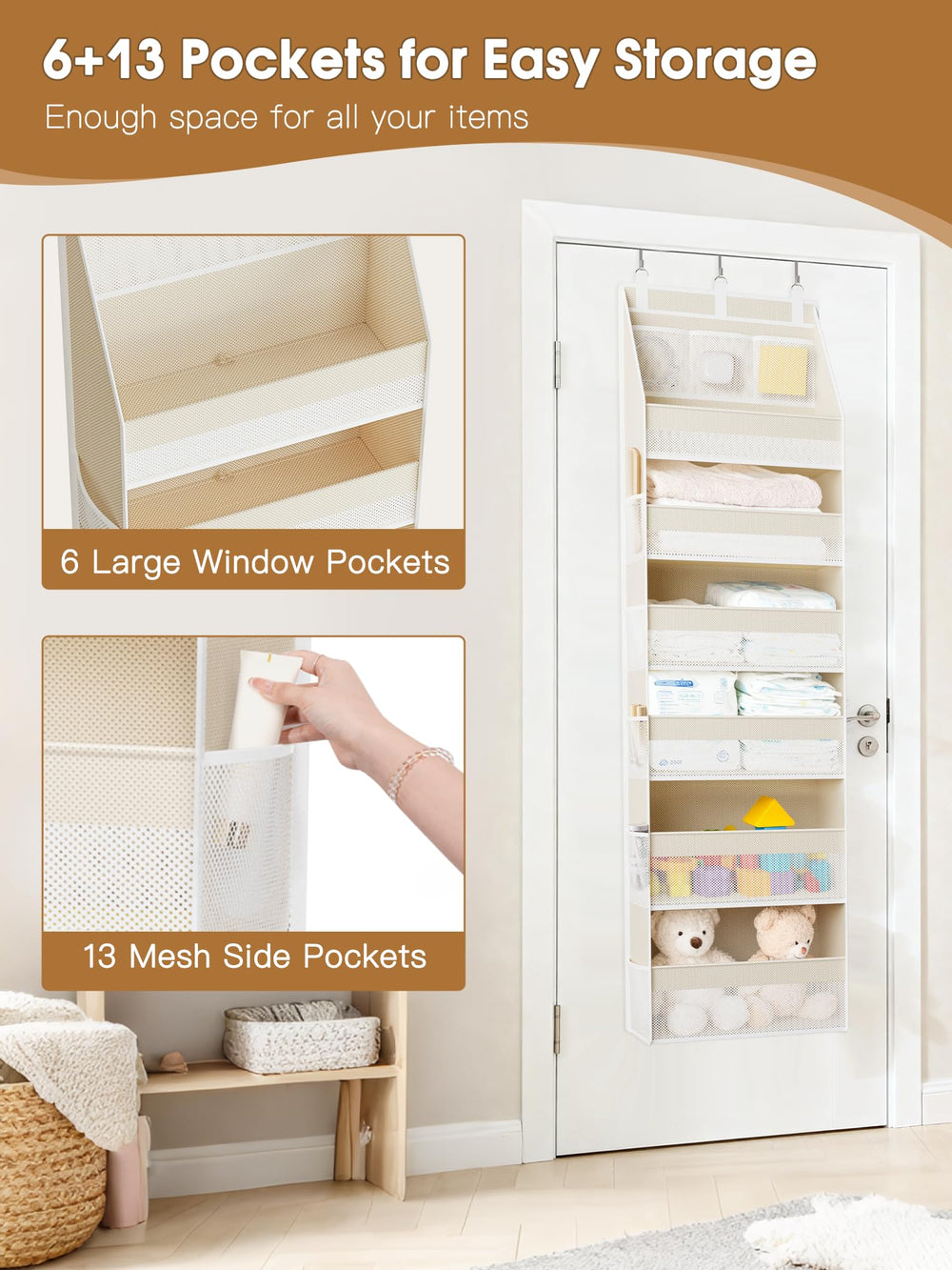 Criusia organizer features mesh-front panels for visibility and airflow.