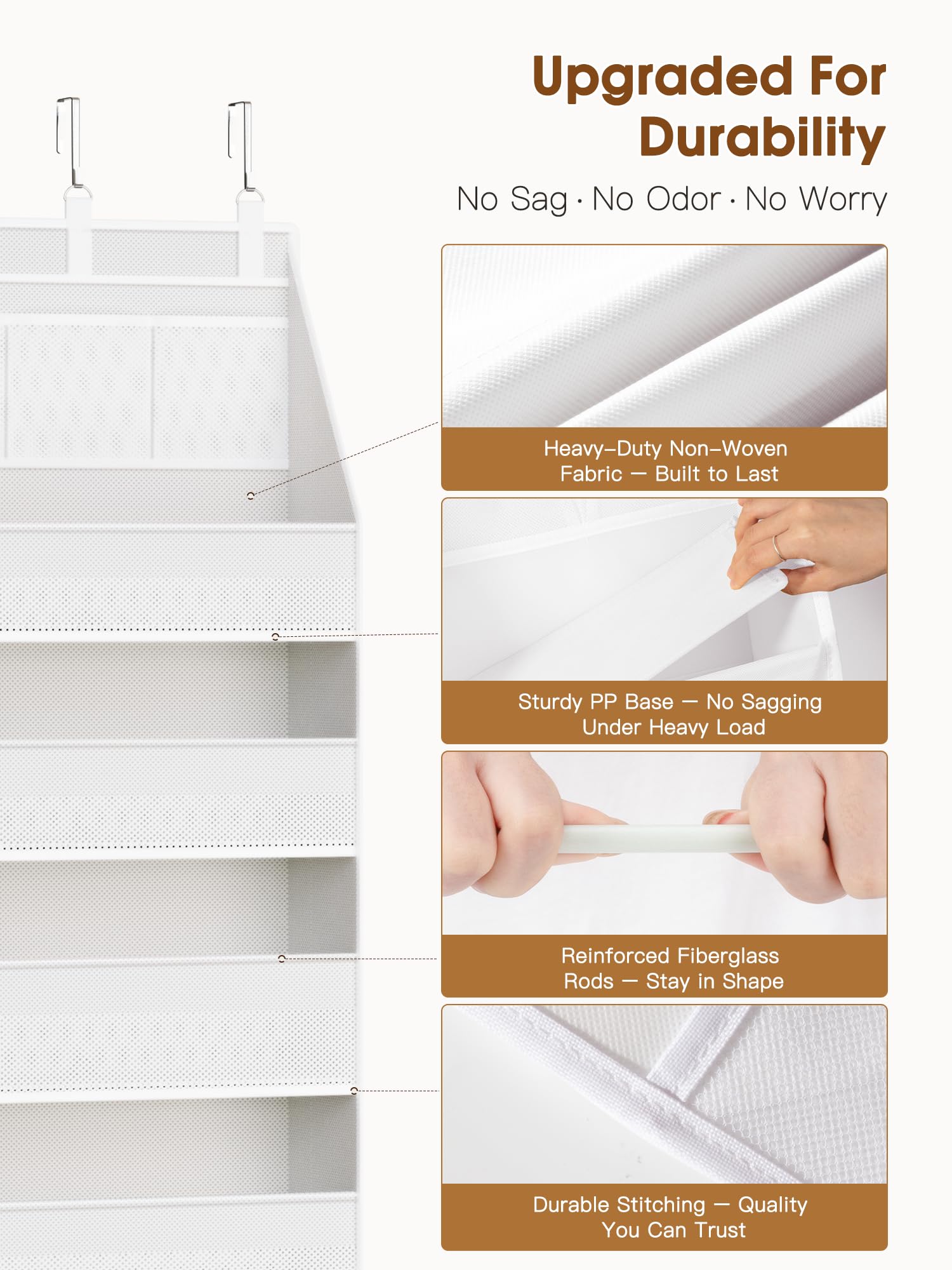 Criusia over-the-door organizer mesh pockets front shows visibility and airflow for small items.