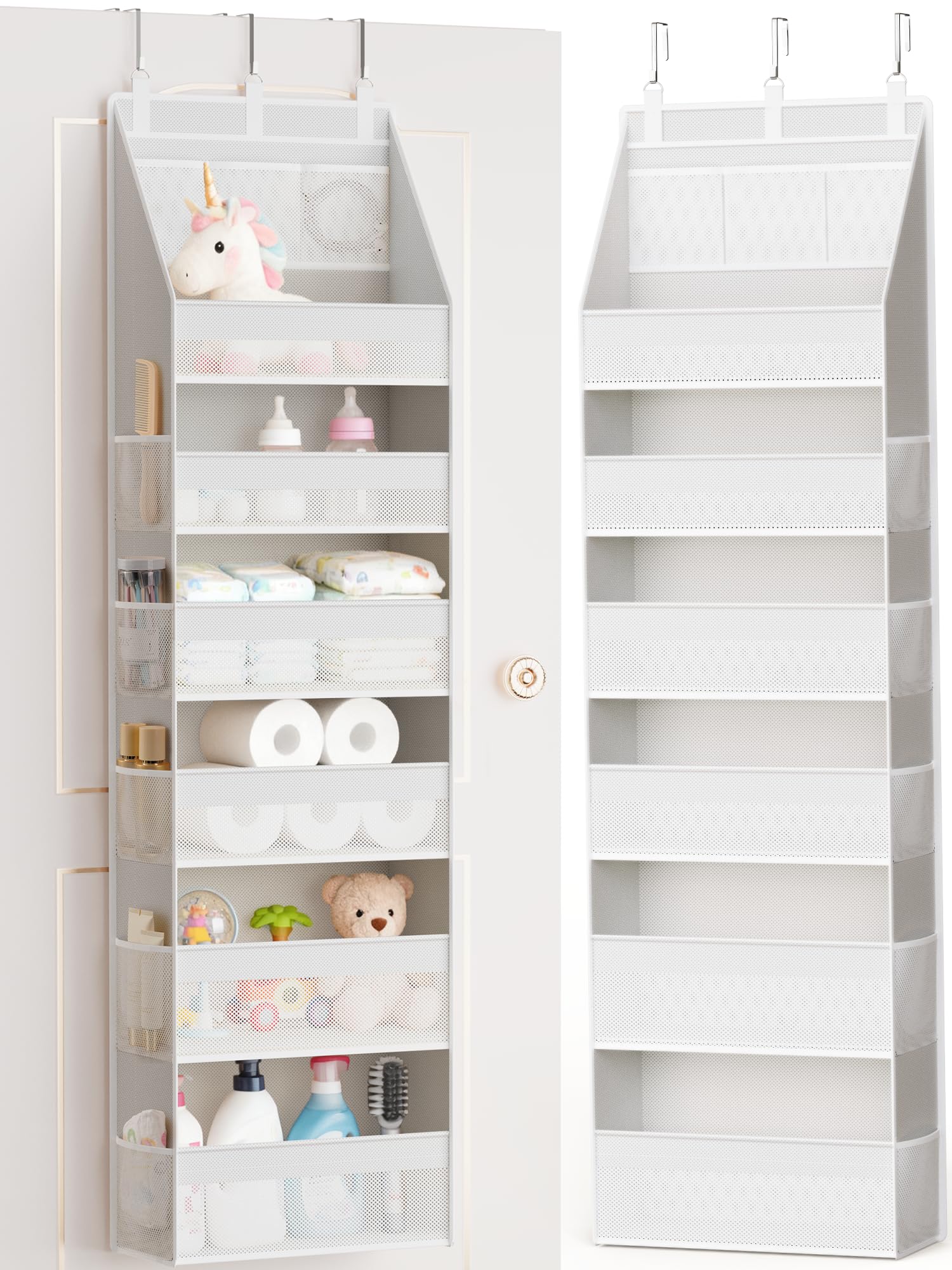 Criusia over-the-door organizer on-door-setup demonstrates space-saving six-shelf storage.