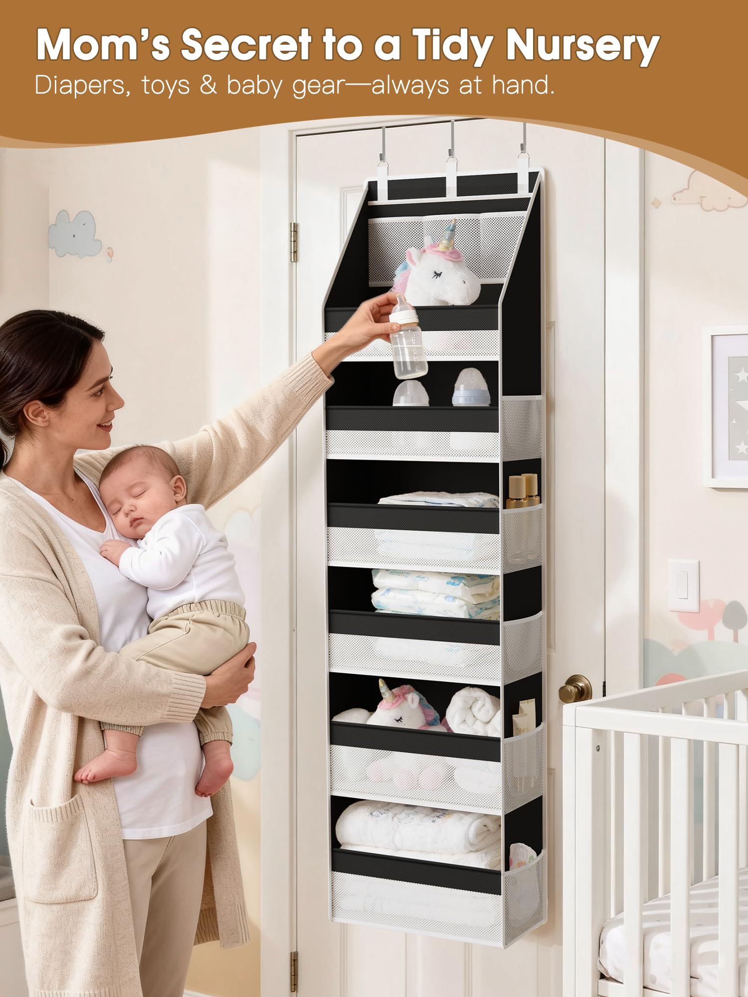 Criusia see-it-all mesh-front panels enable quick access and airflow for cosmetics and wipes.