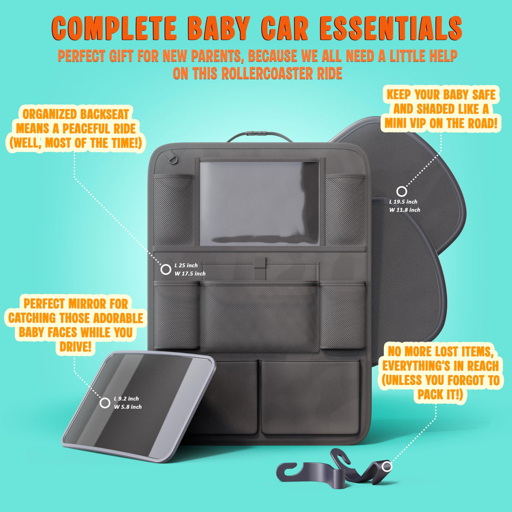 Crivora headrest hooks hang bags and diaper essentials for quick access.