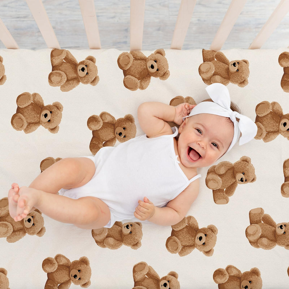 CroBlissful brown crib sheets withstand daily washing while remaining soft