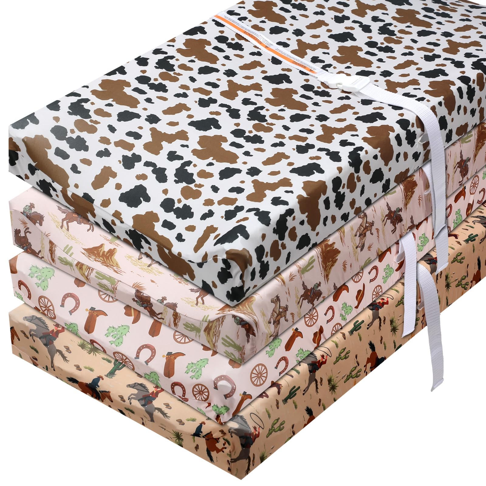 CroBlissful western-pattern changing pad cover—soft milk-fiber comfort for diaper changes.