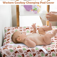 CroBlissful cowboy design changing pad cover—stain-hiding pattern for quick cleanup.