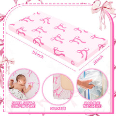 CroBlissful pink bow pattern adds playful charm for nursery décor.