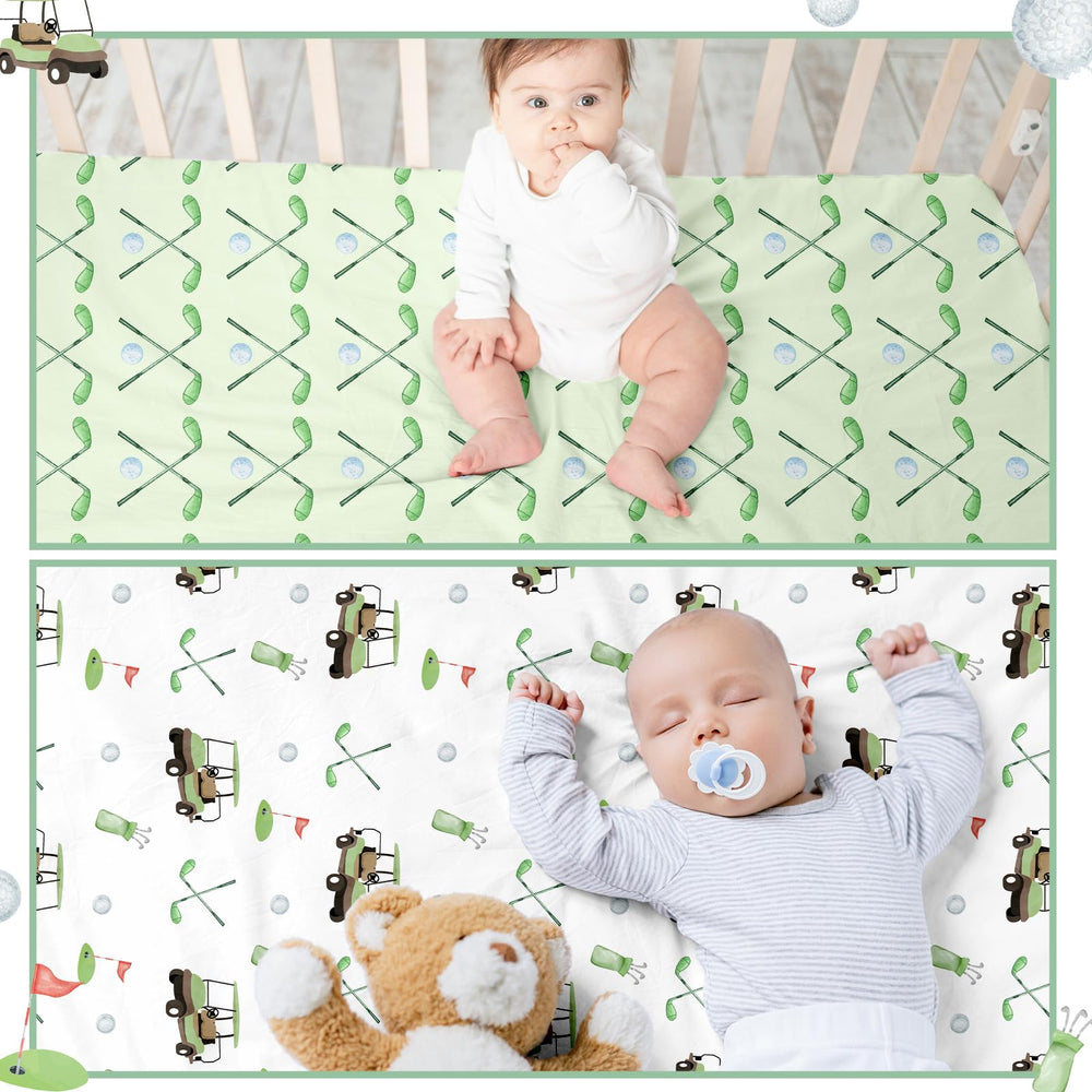 CroBlissful golf bedding gift-set packaging for baby showers.
