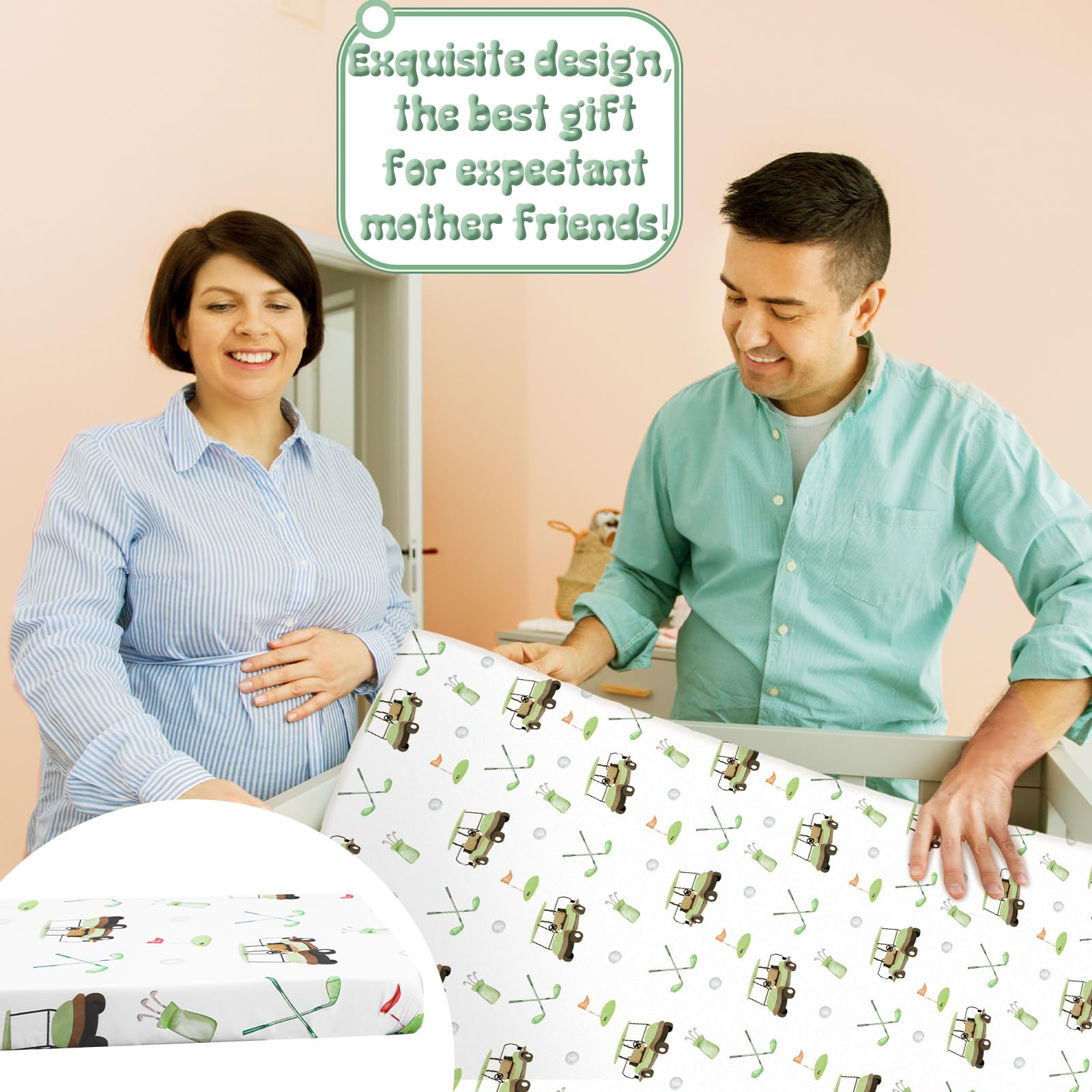 CroBlissful golf nursery decor with multicolor prints.