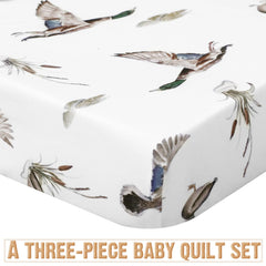 CroBlissful Mallard Duck patchwork design close-up in nursery