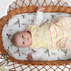 CroBlissful mallard pattern sheets brighten nursery decor