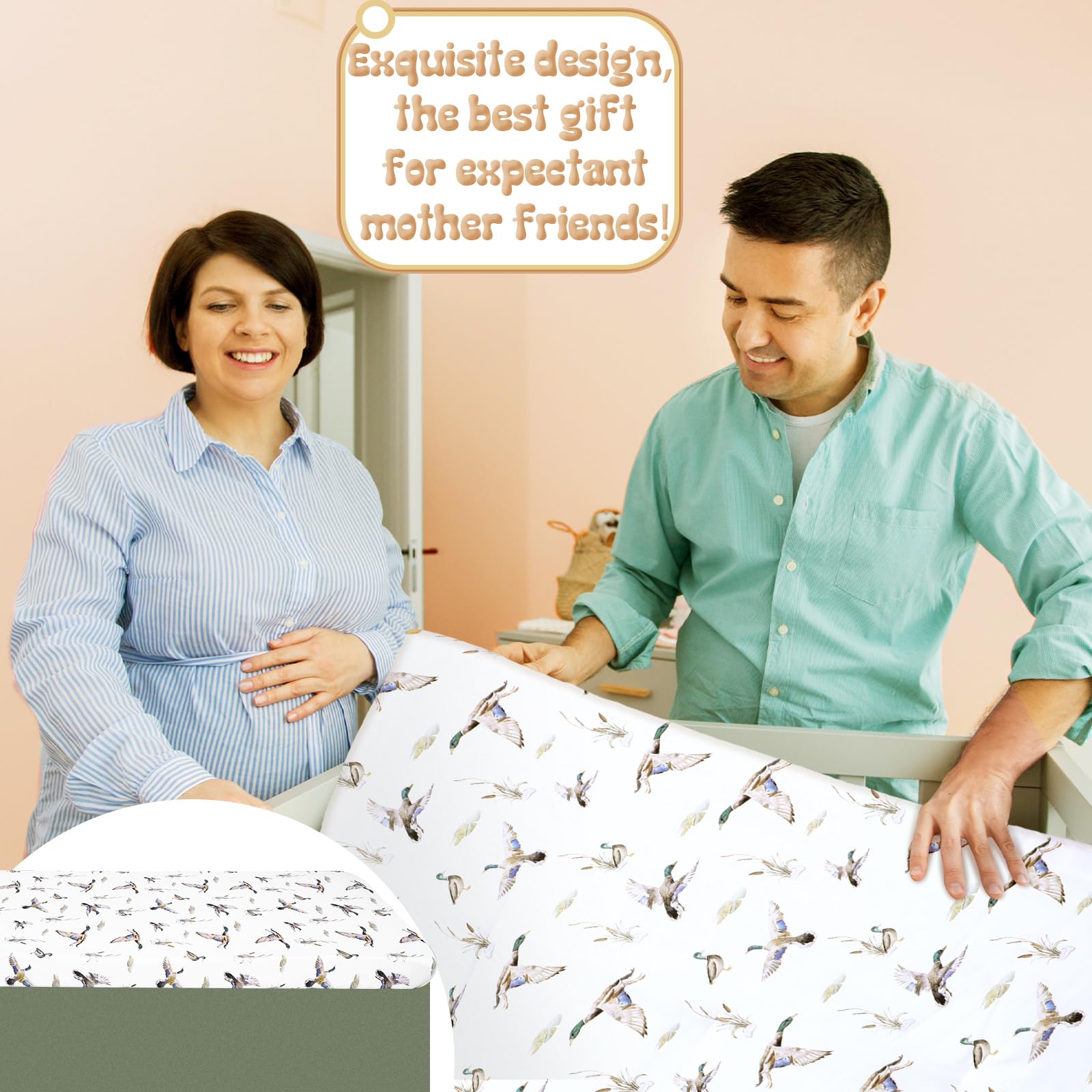 CroBlissful Mallard Duck nursery setup in crib for restful nights