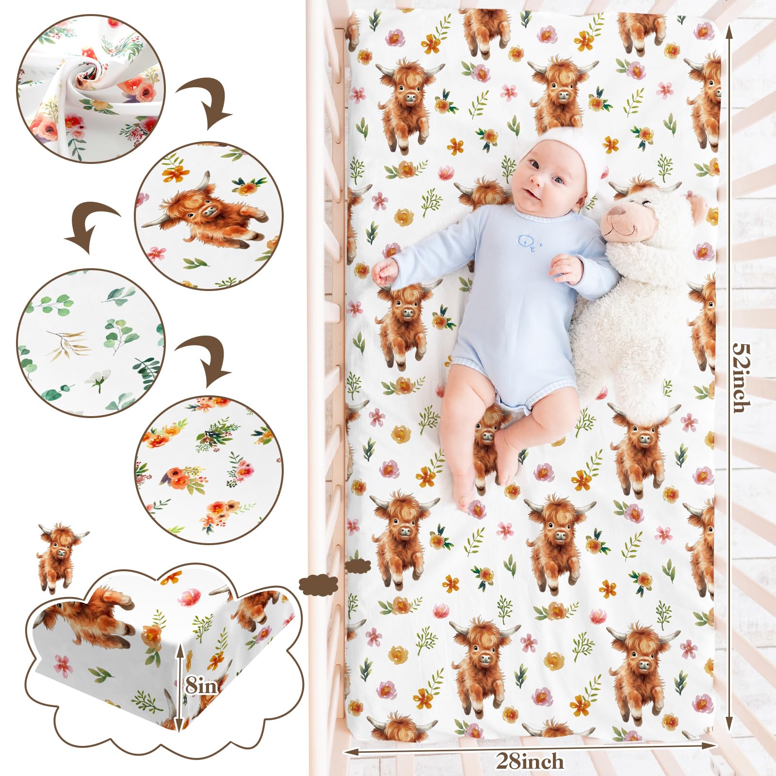 Croknit eucalyptus leaf pattern changing pad cover complements nursery decor while staying snug.