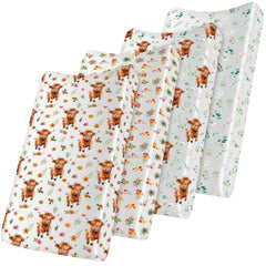 Croknit Highland Cow changing pad cover with floral boho print adds cheerful nursery decor and easy care.
