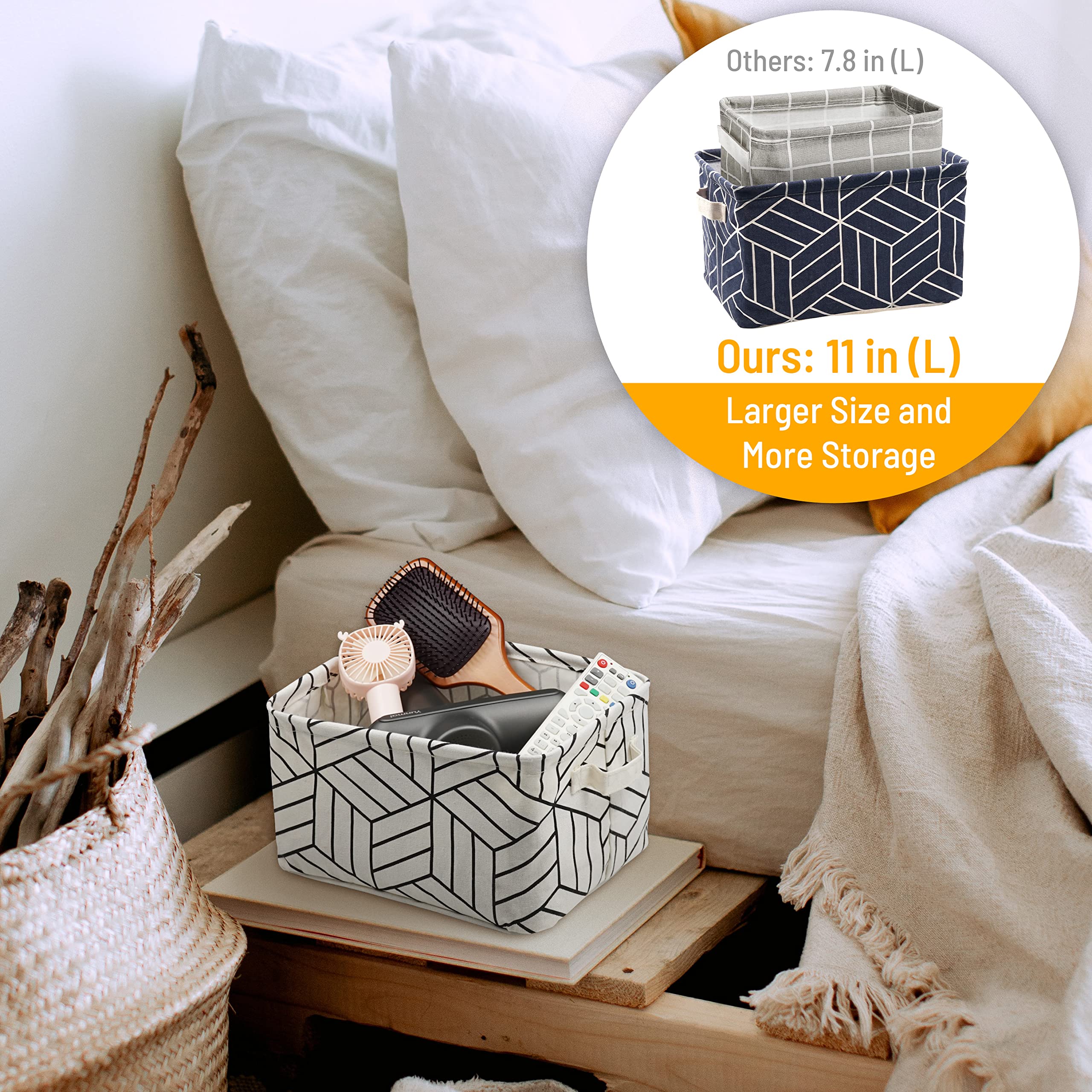 CROWNED storage basket waterproof interior for easy wipe-clean bathroom storage.