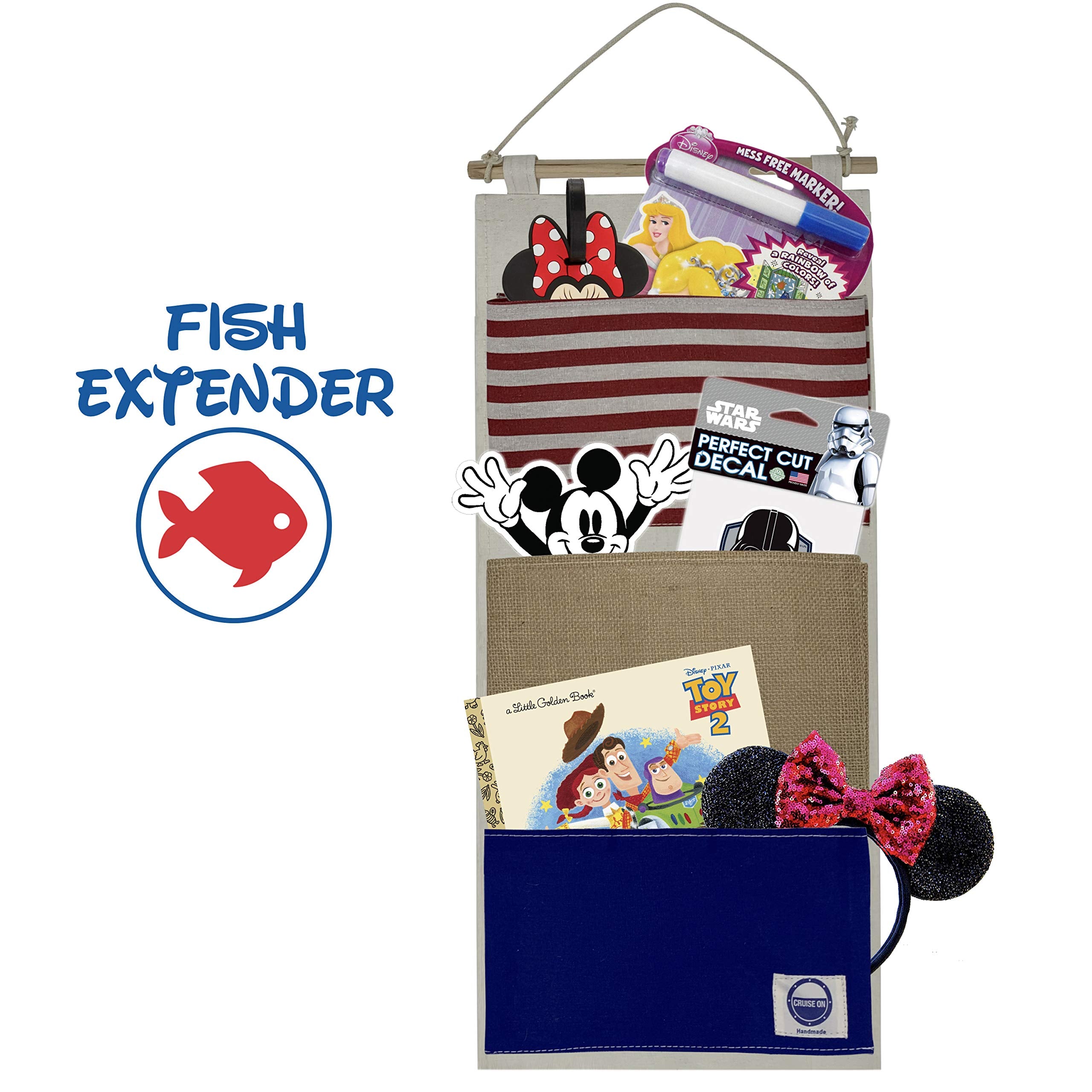 Cruise On fish extender decorated-pockets adds festive flair to gift exchanges.