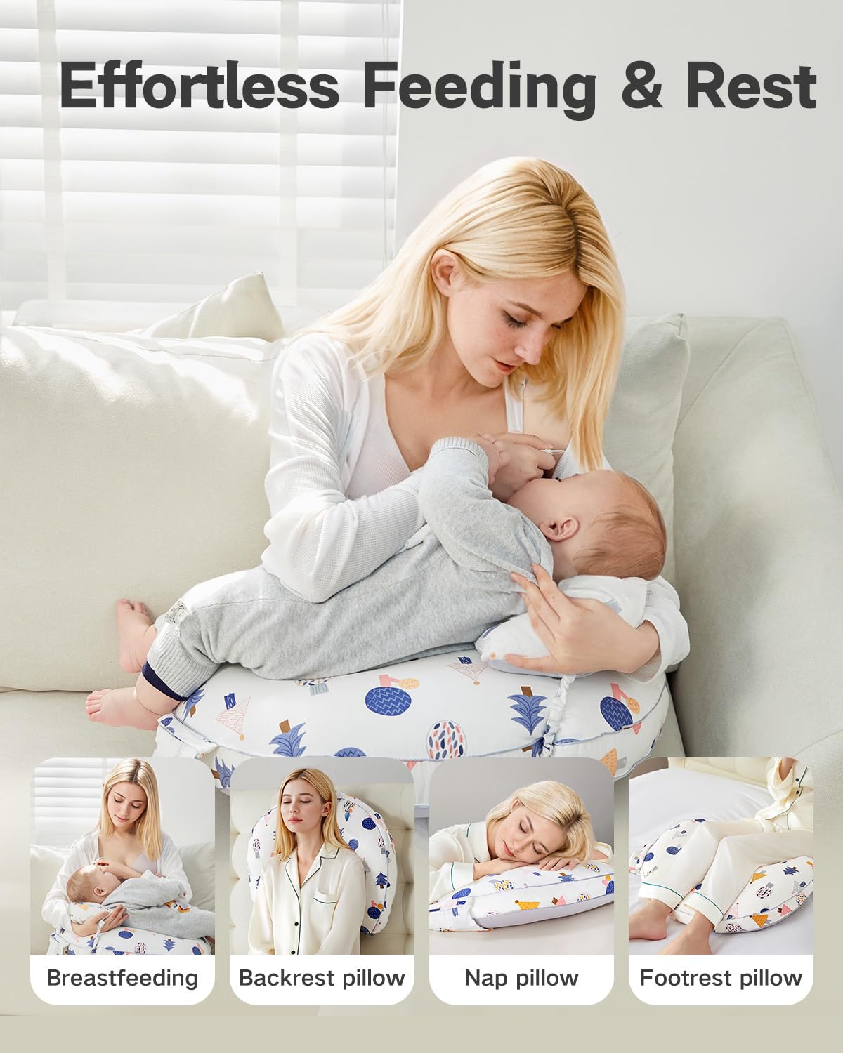 CrystCare nursing pillow supports bottle feeding with ergonomic positioning for baby.