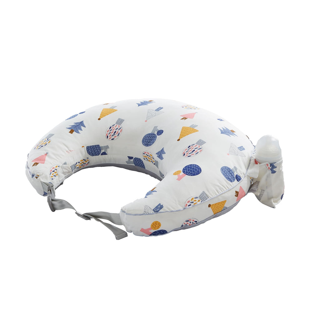 CrystCare nursing pillow forest washable design withstands 50+ machine washes for hygiene.