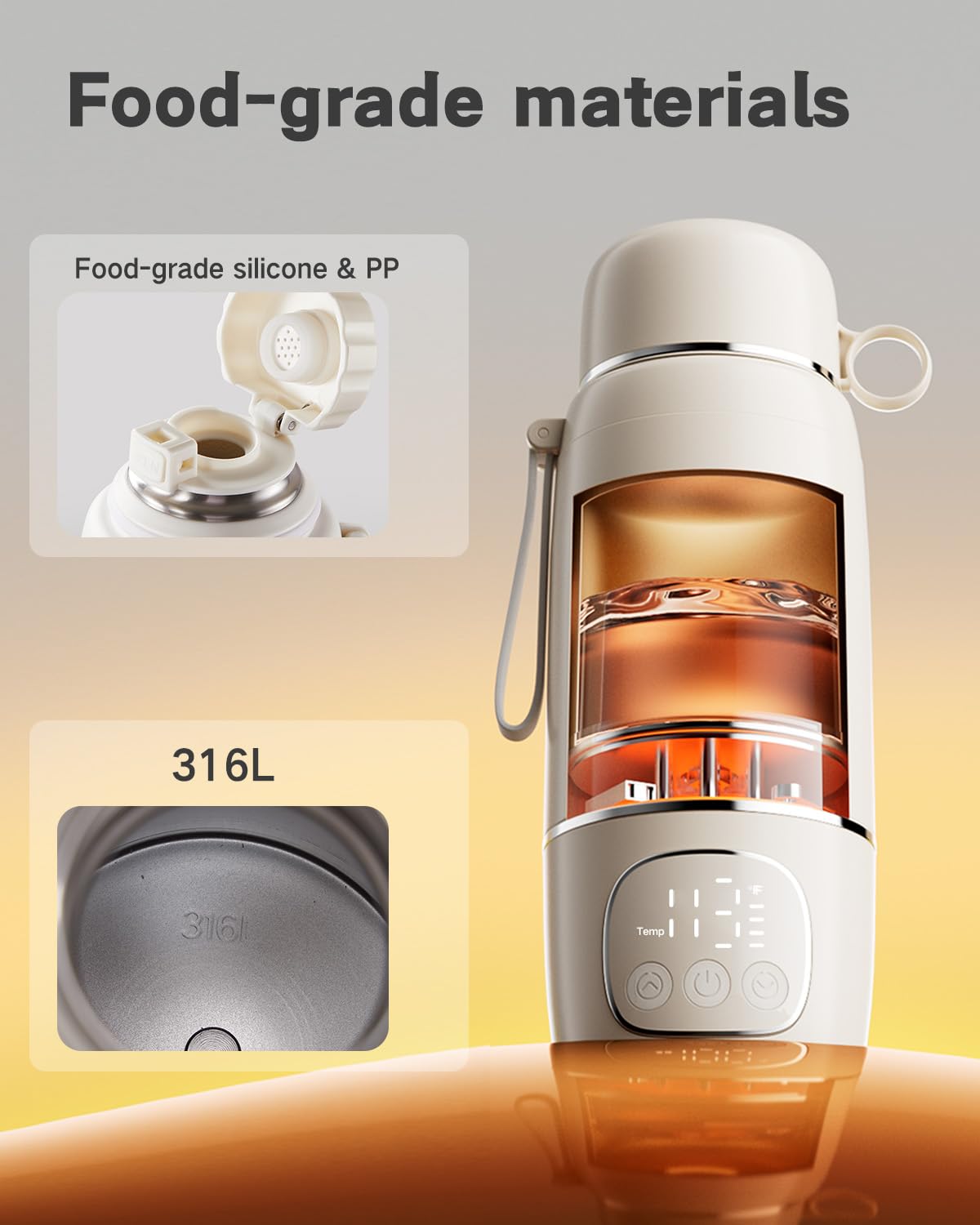 CrystCare digital display shows precise temperature control for gentle warming.