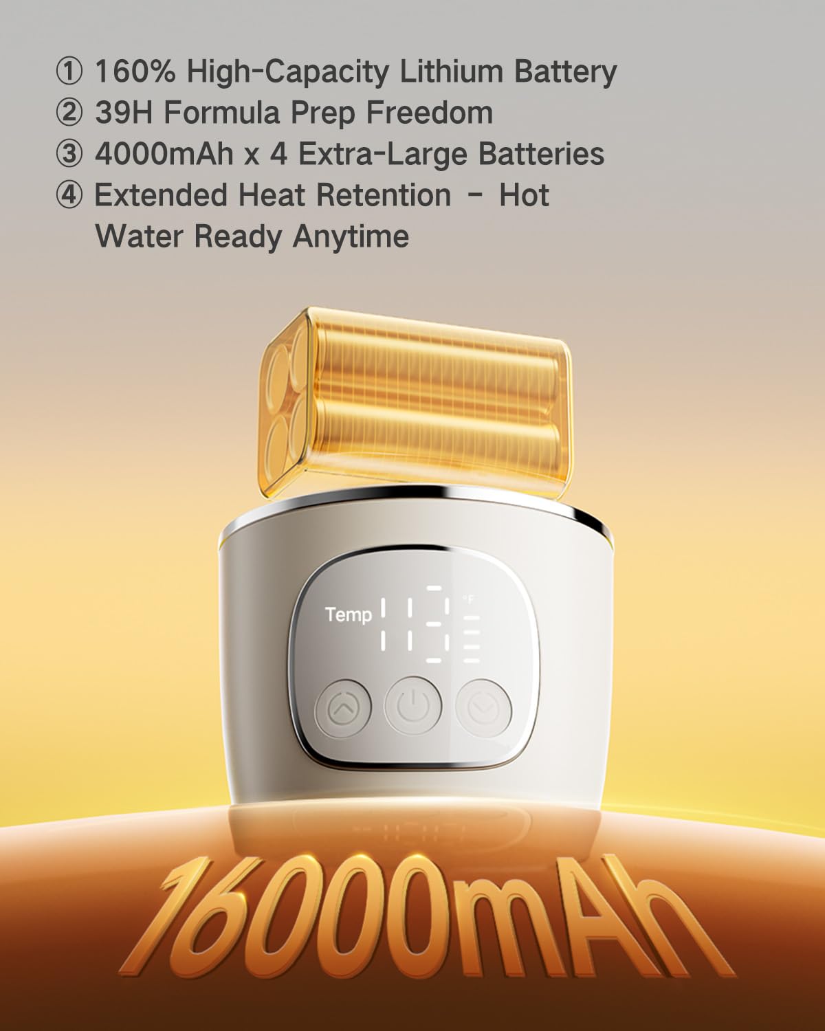 CrystCare portable bottle warmer sits in a car cup holder for convenient travel feeding.