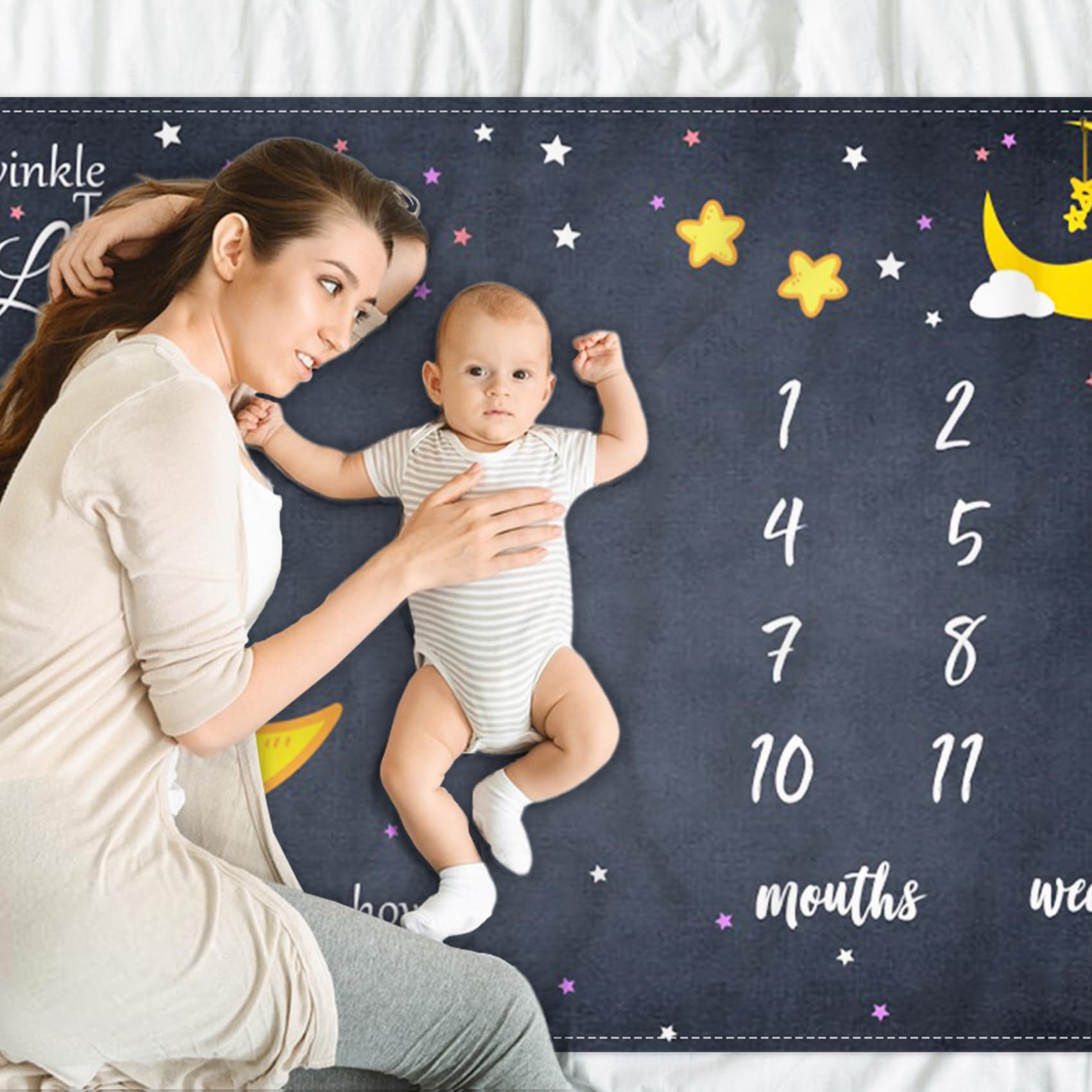 CSFOTO Baby Milestone Blanket new mom gift for baby showers.