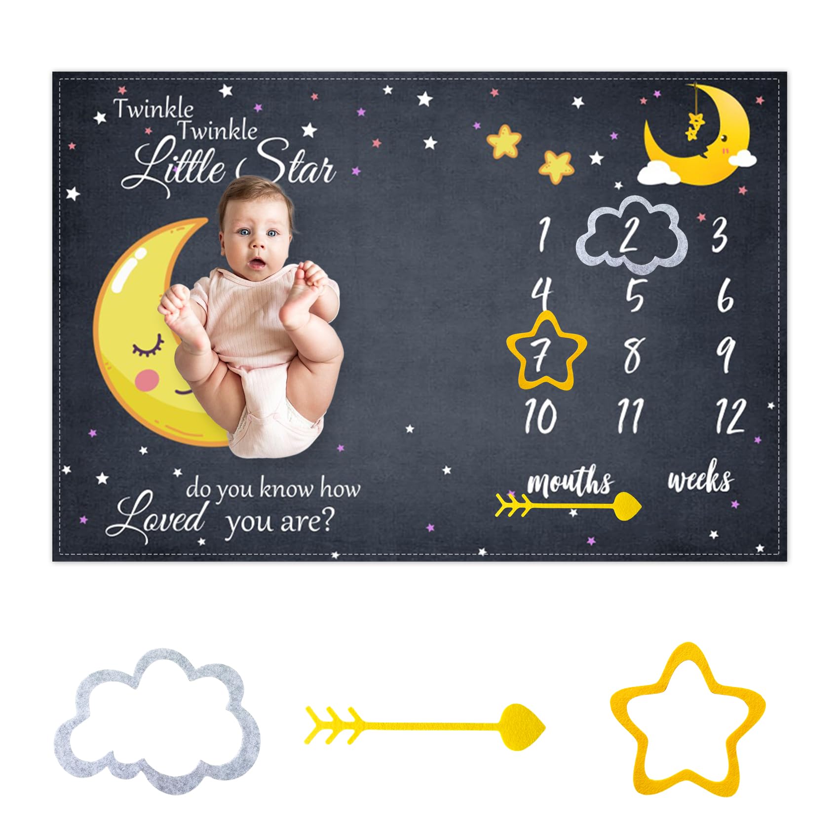 CSFOTO Baby Milestone Blanket starry sky backdrop for timeless photos.