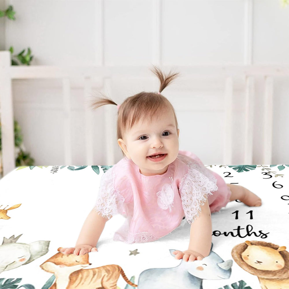 CSFOTO Jungle Animals blanket doubles as a playful crawling mat during tummy time