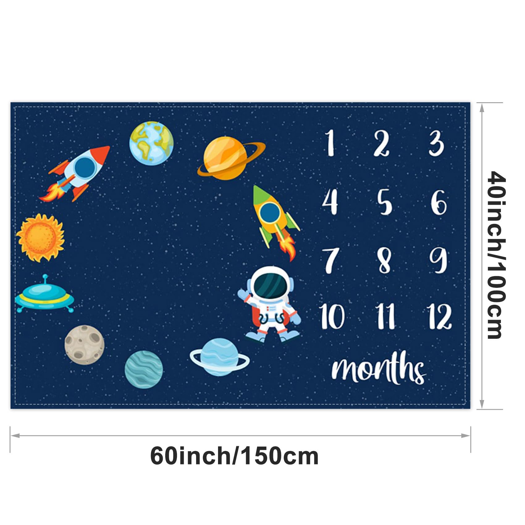CSFOTO Space Baby Milestone Blanket 60x40 inches for full-body or backdrop