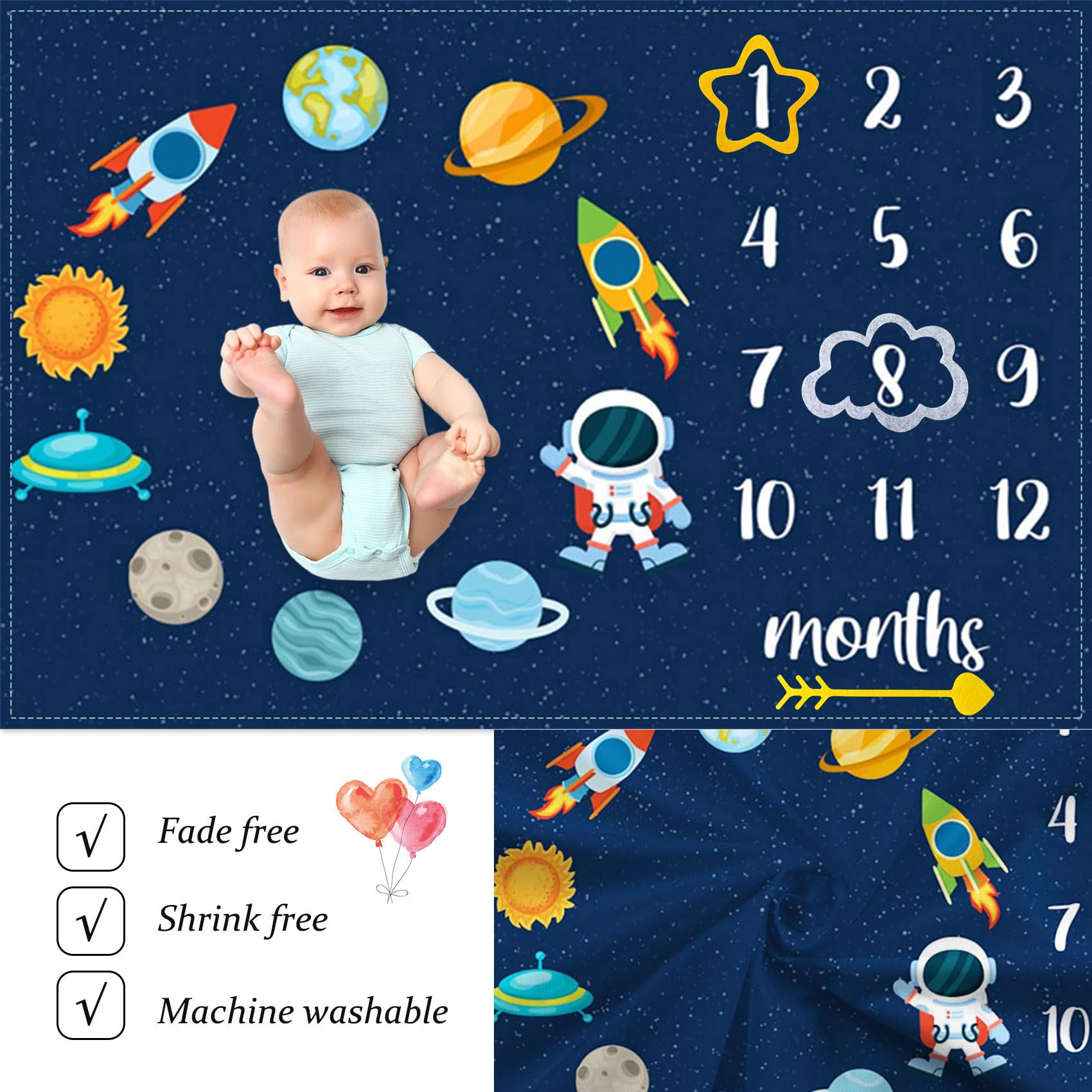 CSFOTO Space Baby Milestone Blanket milestone photos with large backdrop
