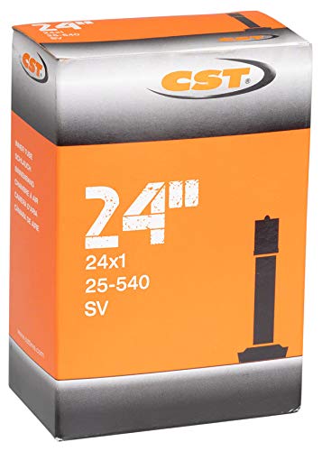 CST 24x1 inner tube with Schrader valve ready for easy inflation and reliable puncture resistance.