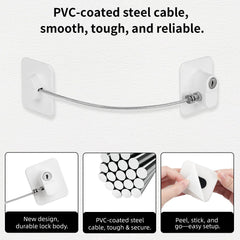 CTEOUNPT Fridge Lock with adhesive pad shows damage-free mounting on flat surfaces.