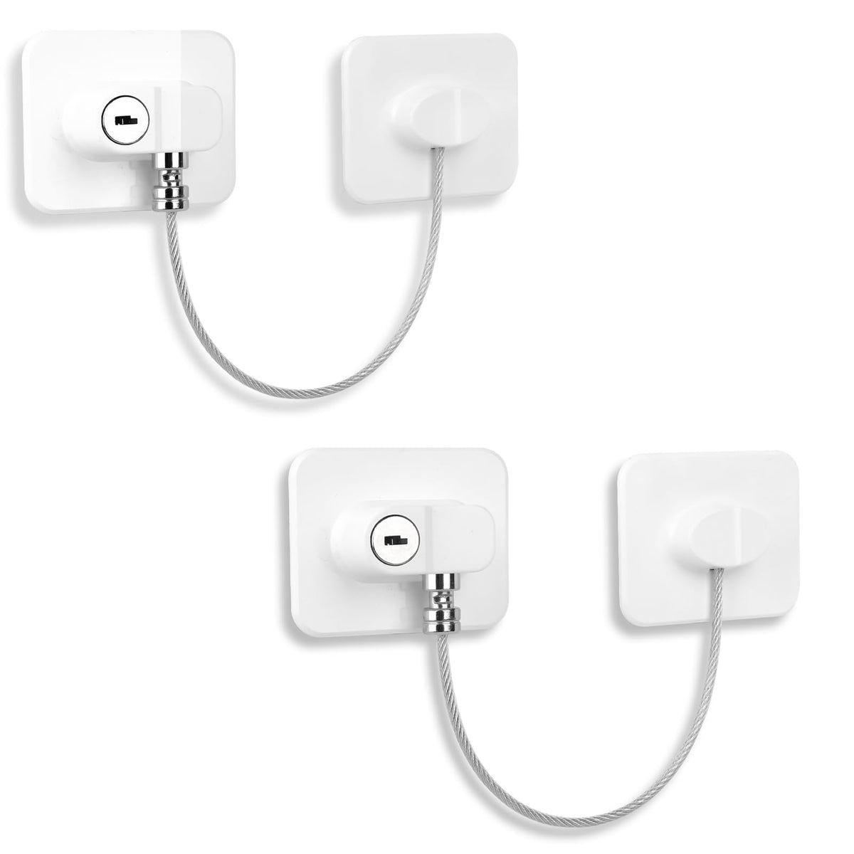 CTEOUNPT fridge lock rectangle white pack enables simple, no-drill security for cabinets.