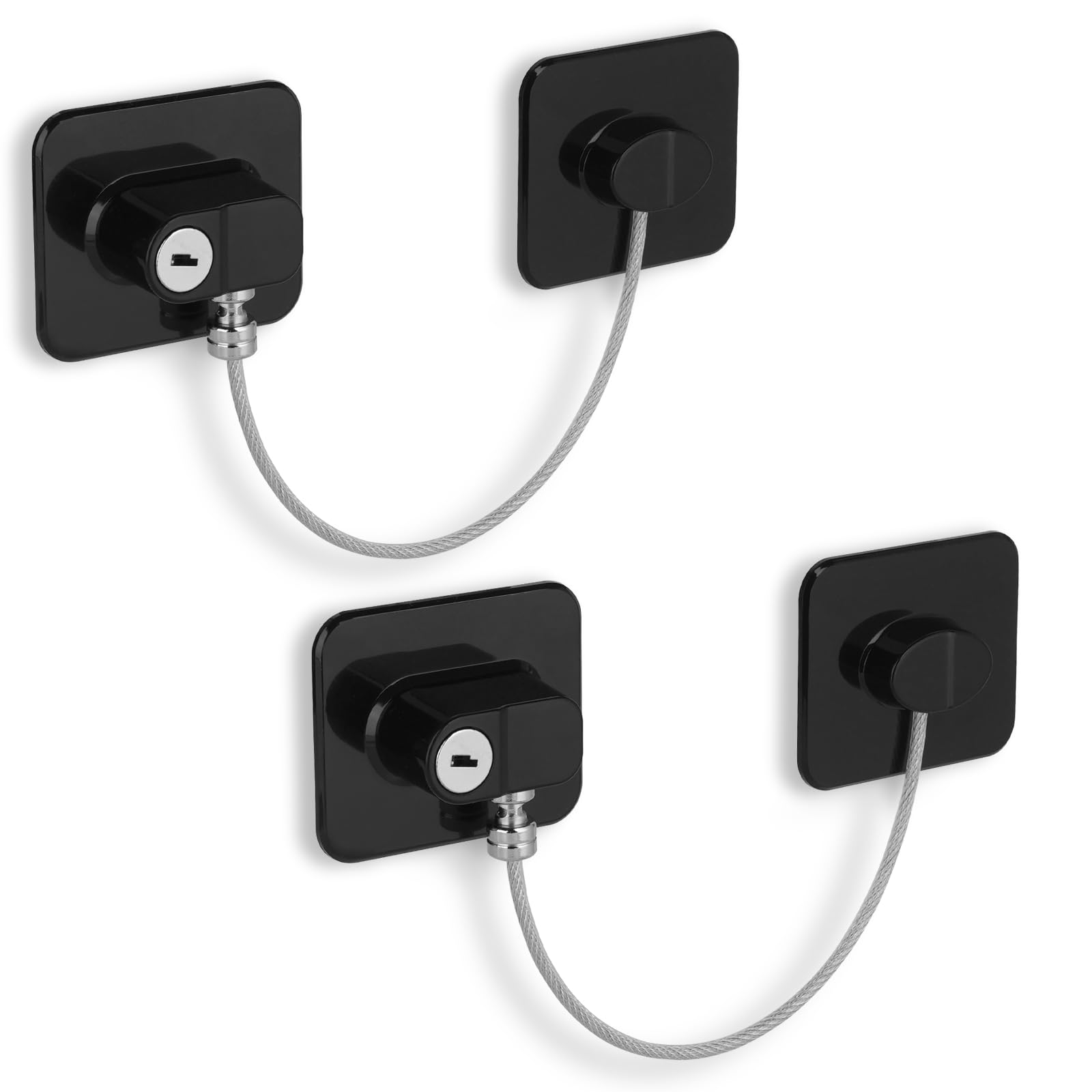 CTEOUNPT fridge lock with key, front view in rectangle black for reliable kitchen security