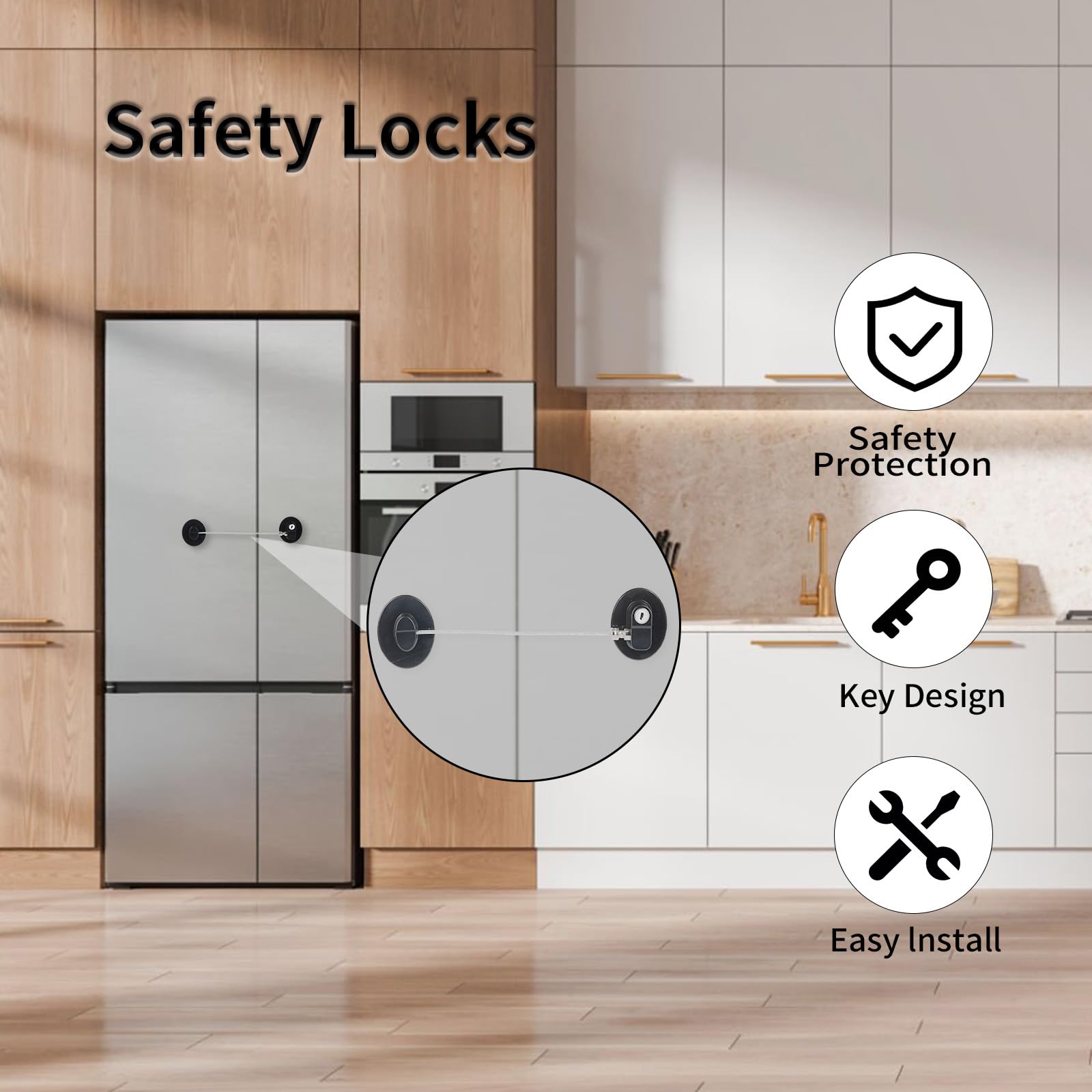 CTEOUNPT lock adheres firmly to flat surfaces for quick setup.