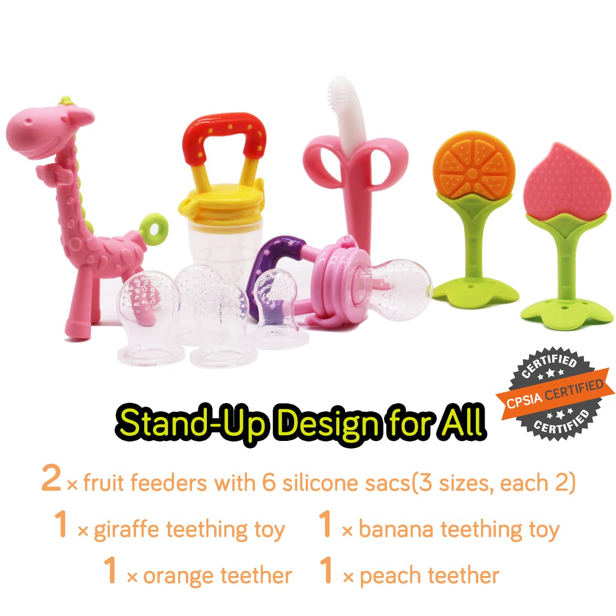 QUALEAP orange teether pink soft silicone for safe chewing