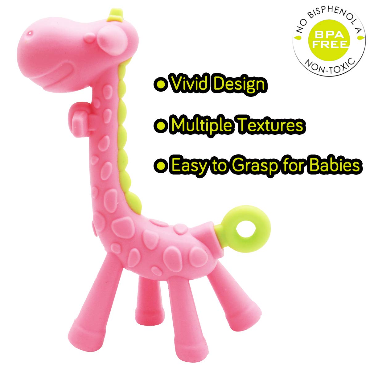 QUALEAP peach teether pink with gentle texture for calming budding teeth