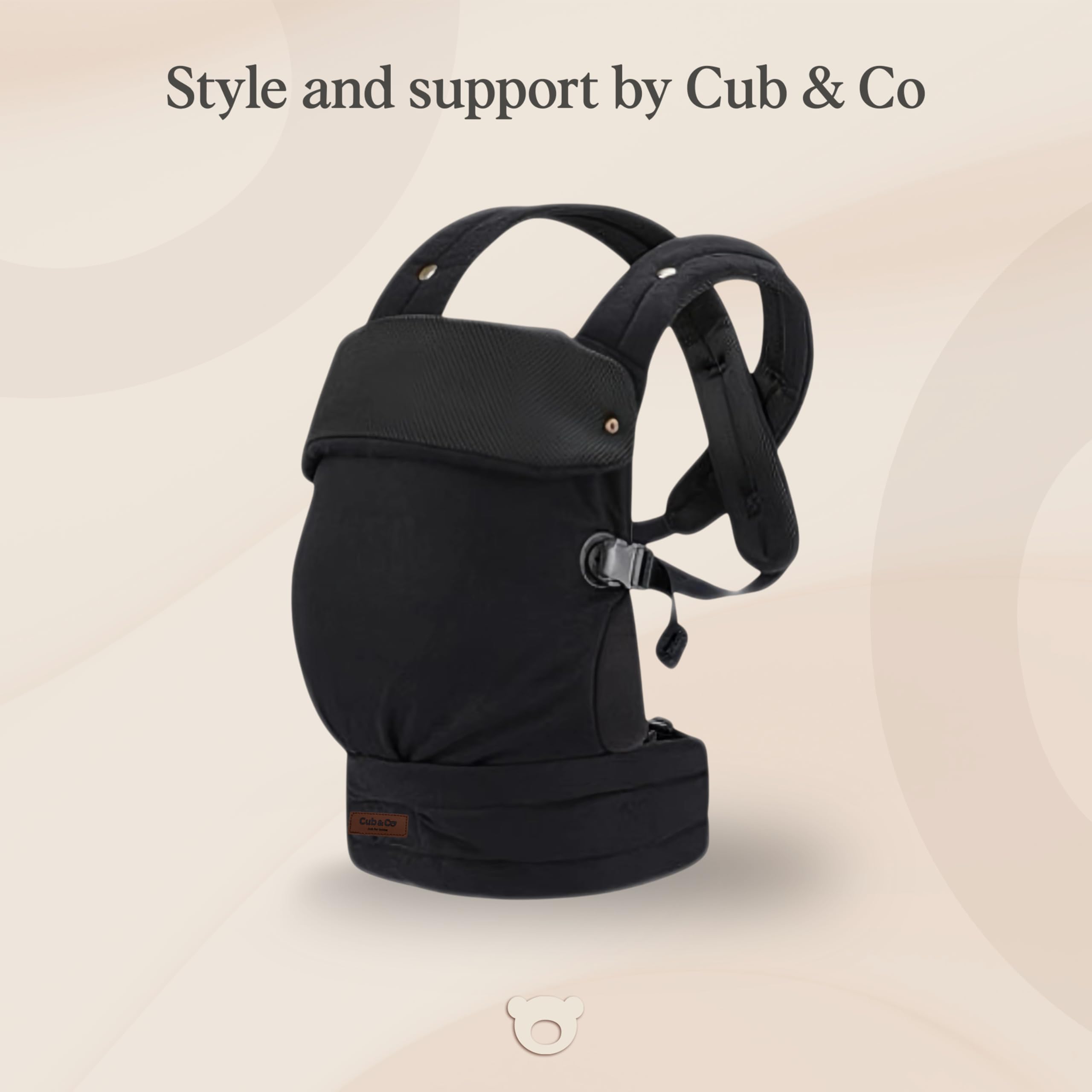 Cub & Co ergonomic baby carrier waistband details emphasize padded support