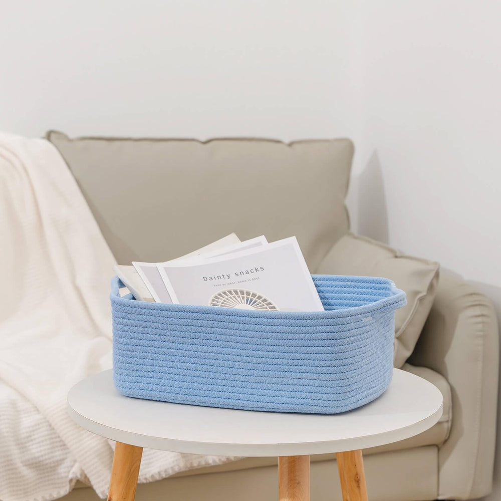 CubesLand blue storage basket adds chic decor while keeping spaces tidy.