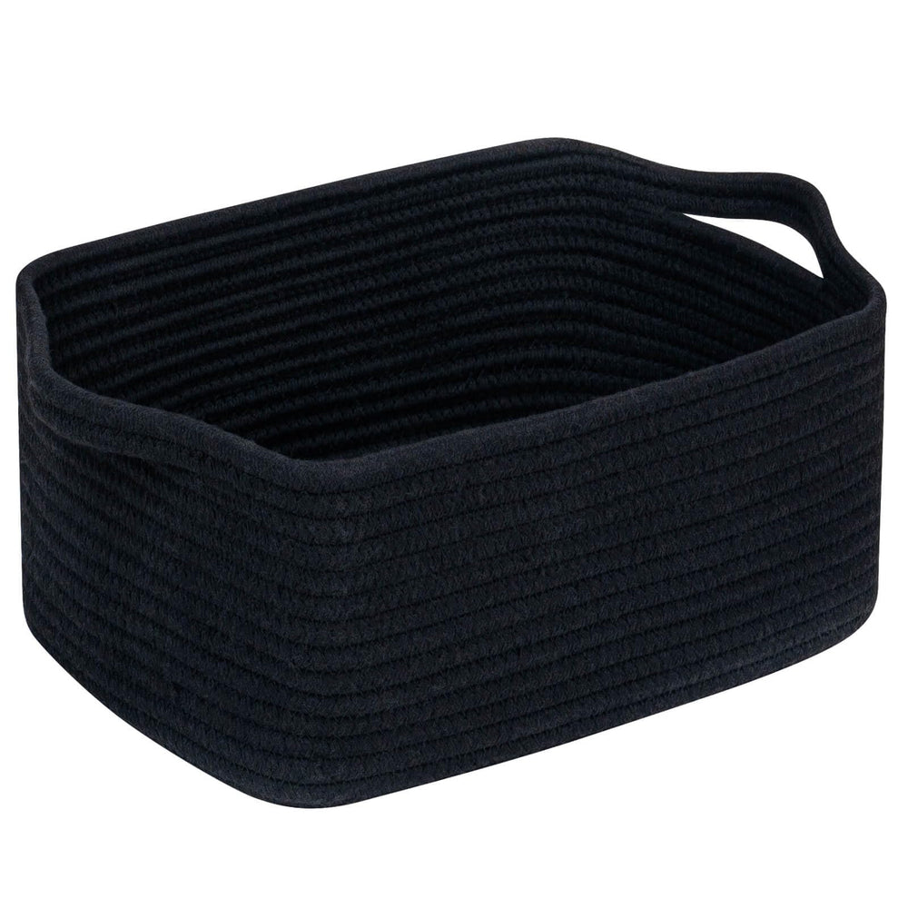 CubesLand Cube Storage Basket side view highlights sturdy cotton rope for tidy shelves