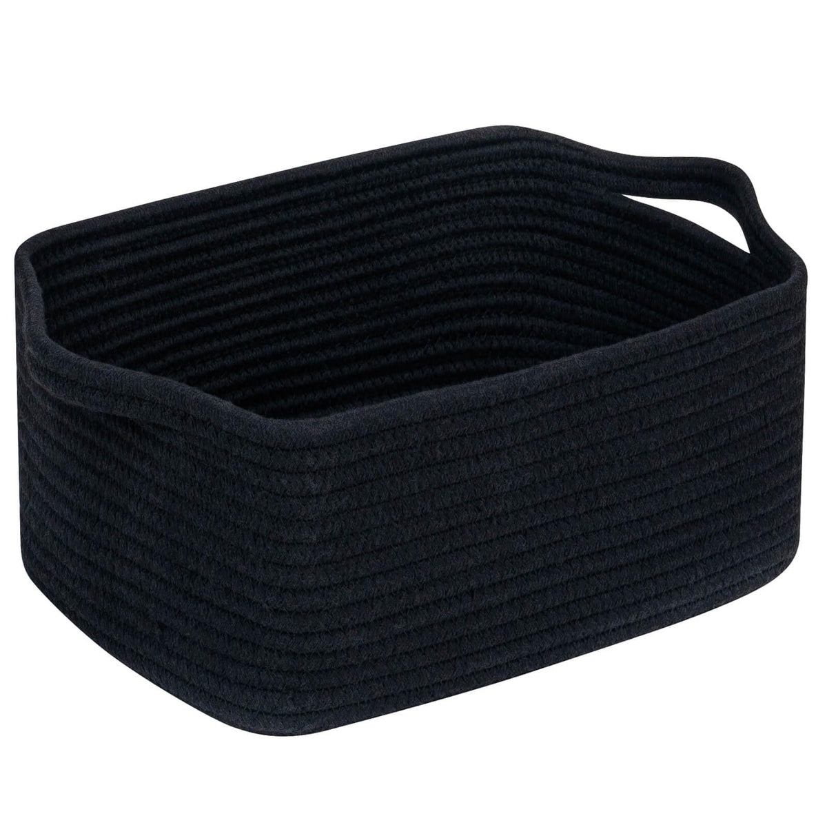 CubesLand Cube Storage Basket side view highlights sturdy cotton rope for tidy shelves