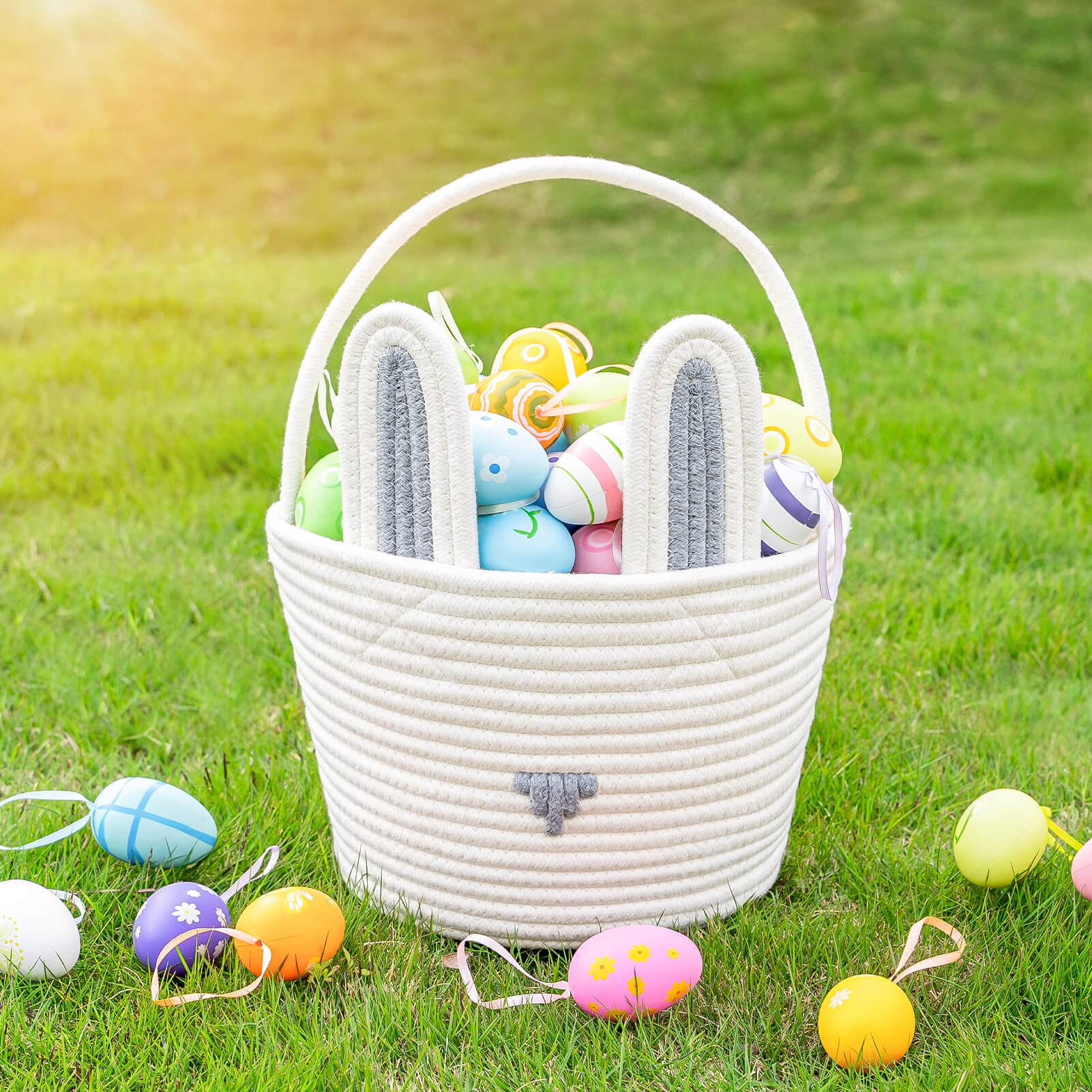 CubesLand Easter basket with removable velcro ears showcases playful detail and customizable look.