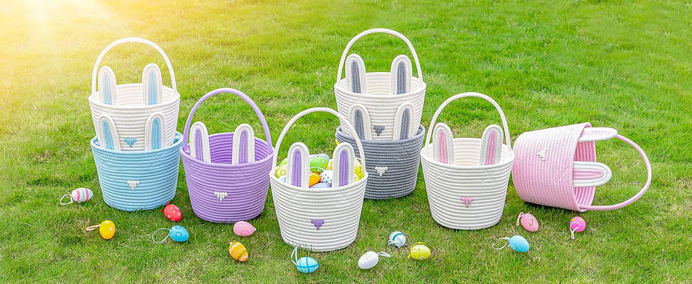 CubesLand Easter basket with removable Velcro ears for playful decoration