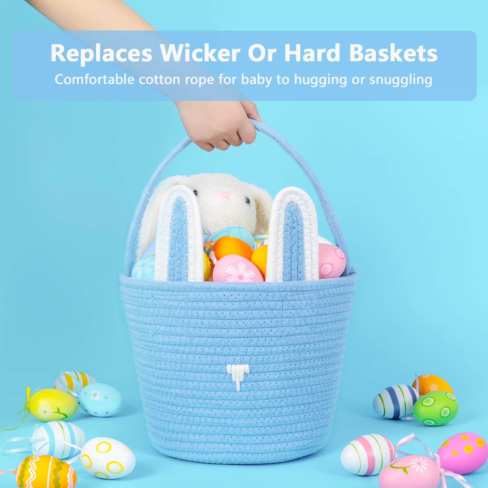 CubesLand bunny basket size 9-8x7-8x7-8 fits eggs and candy