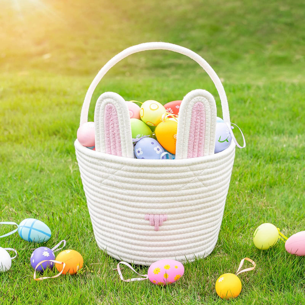 CubesLand empty bunny basket closeup highlights soft material and durable weave for daily use.