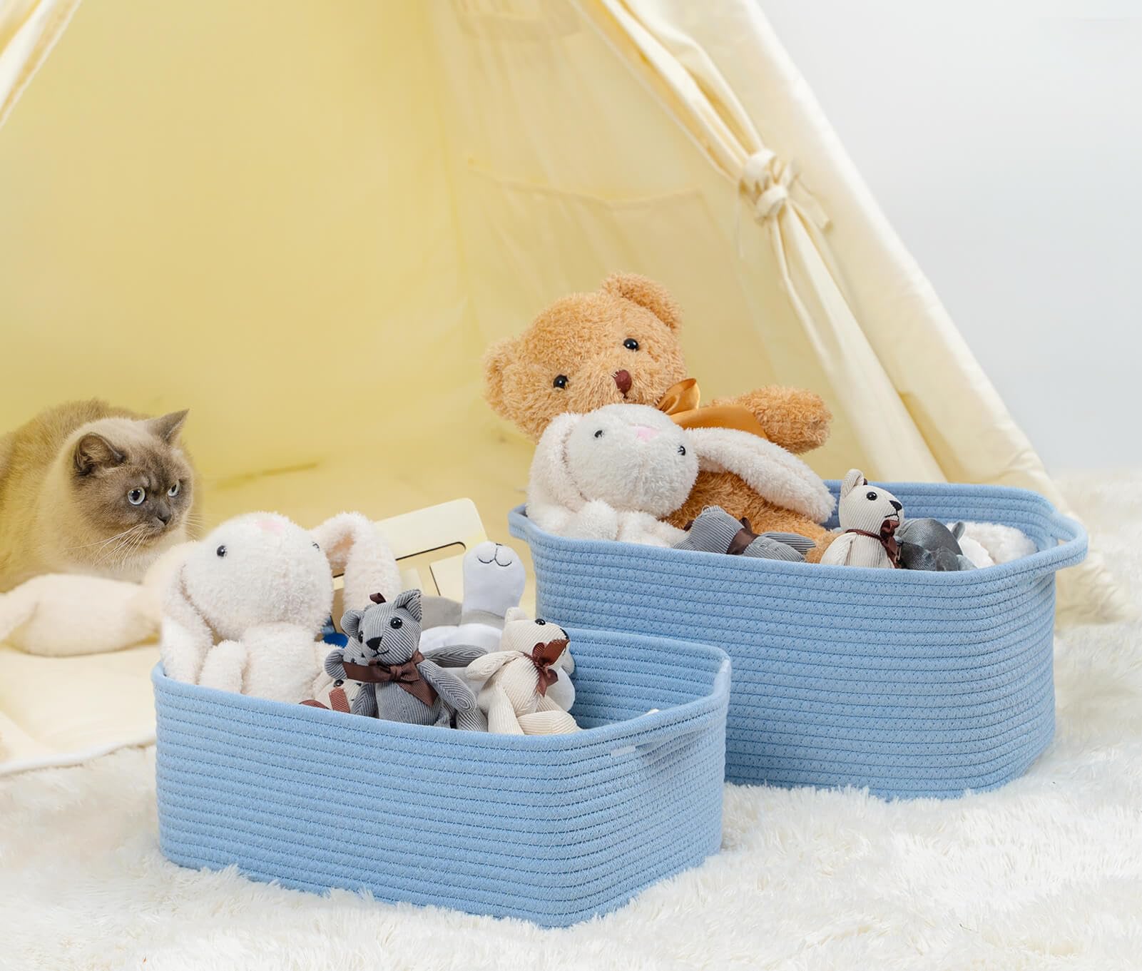 CubesLand basket with handles for easy pull from cubes shelves and bins.