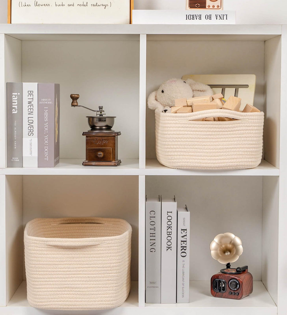 CubesLand beige basket complements decor with a neutral chic finish.