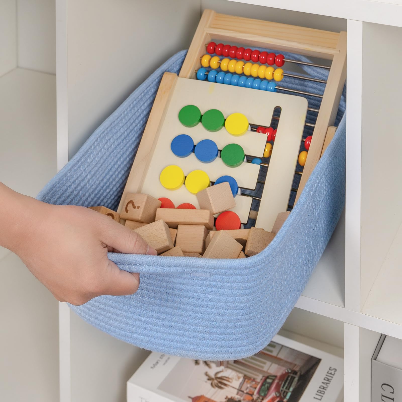 CubesLand nursery toy bin keeps stuffed animals organized and within reach.