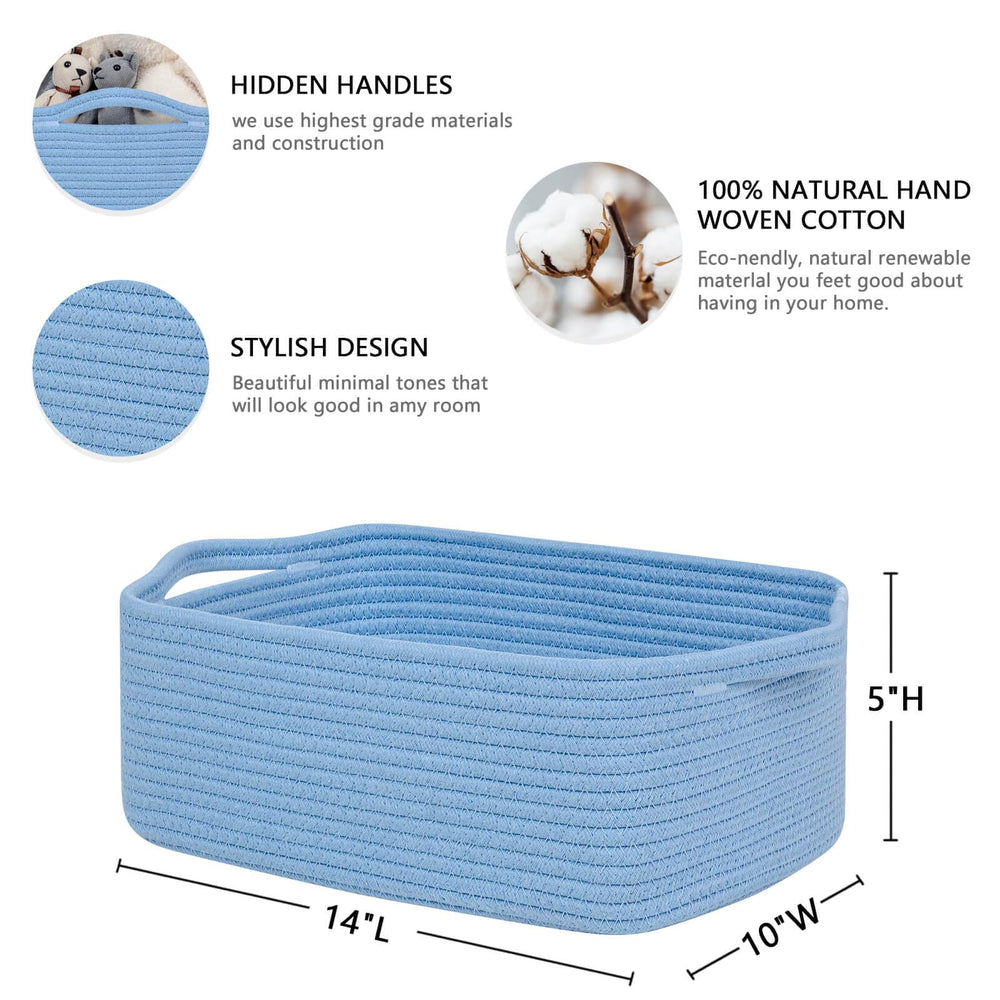 CubesLand soft cotton rope storage basket stands up for shelves and closet organization.