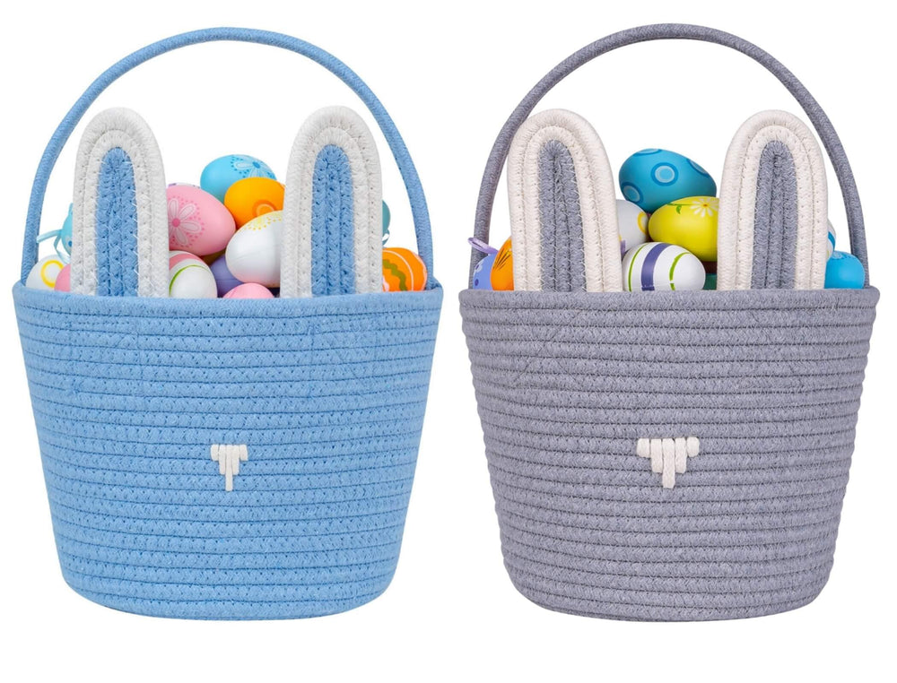 CubesLand Baby Easter Basket Set showcases sturdy, hand-woven design for kids' egg hunts.