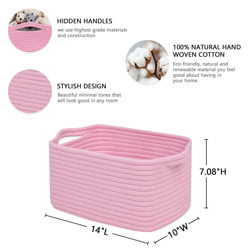 CubesLand cotton rope basket with handles close-up showing sturdy pull-out design