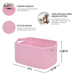 CubesLand cotton rope basket with handles close-up showing sturdy pull-out design